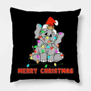 Christmas Shirt With Elephant And Christmas Lights Pillow