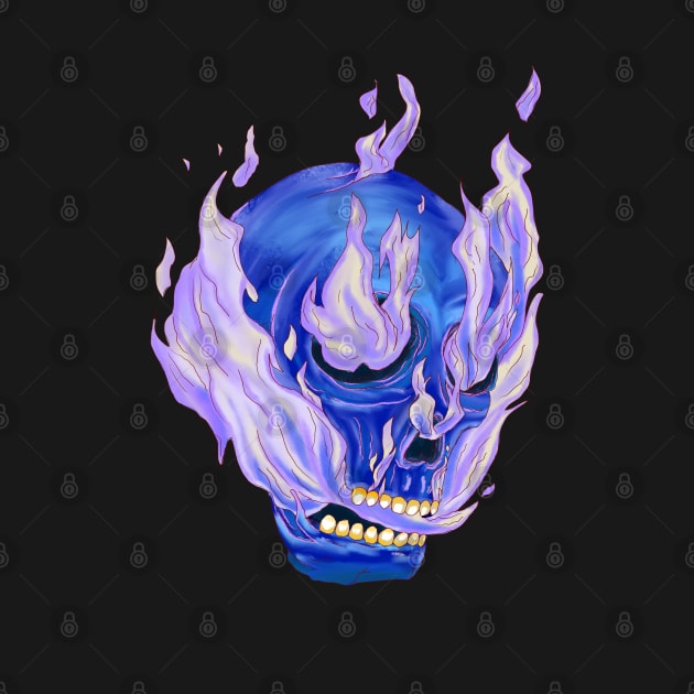 Skull on Fire Blue version by galvek