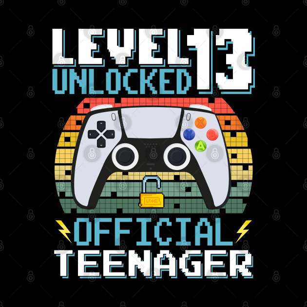 Level 13 Unlocked Official Teenager 13th Birthday Gamer by Asg Design