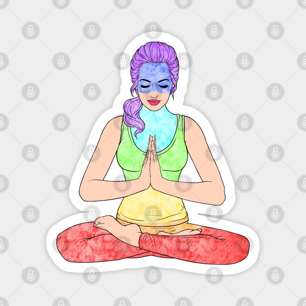 7 Chakras Meditation Woman Magnet by Mey Designs