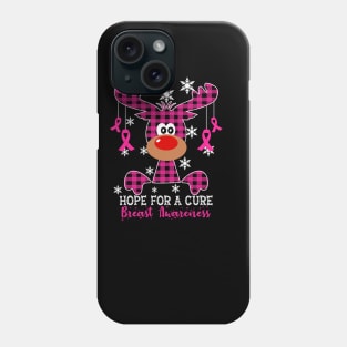 Reindeer Hope For A Cure Breast  Awareness Christmas Phone Case