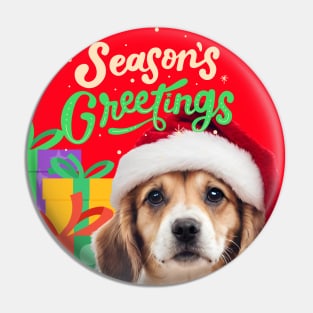 Season greetings cute dog Pin