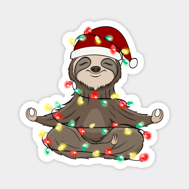 Lazy Sloth Santa Meditation Christmas Lights Magnet by Teewyld