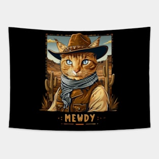 Cat Cowboy Quest Feline Gunslinger Tapestry