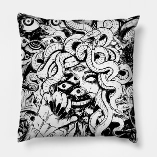 Gothic Manga Medusa - Greek Mythology Lover Snakes Serpens Pillow