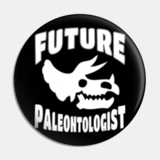 Future Paleontologist Triceratops Dinosaur White Skull Pin