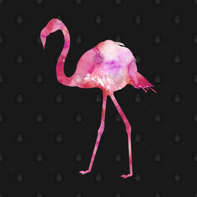 Pink Flamingo Watercolor Painting by Miao Miao Design