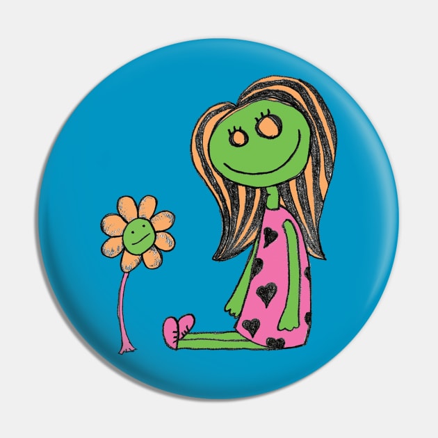 Happy Monster Girl Pin by witterworks