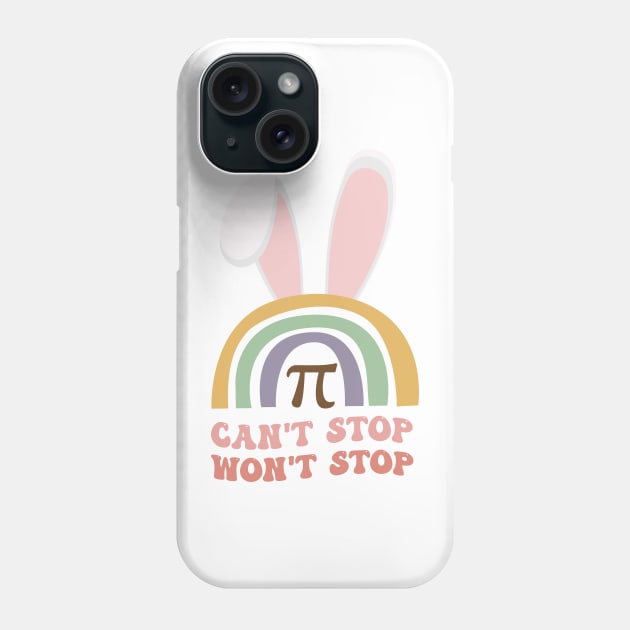 Groovy Can't Stop Pi Won't Stop Bunny Ears Easter Math Lover Phone Case by WassilArt