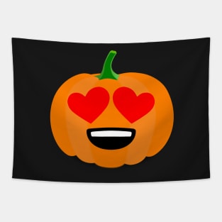 Pumpkin Emoji Heart Eyes Tapestry