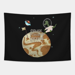 DINOSAURS IN SPACE EXPLORE DREAM DISCOVER Tapestry