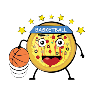 Pizza Basketball Player - Funny Character Illustration T-Shirt