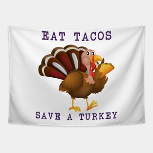 Funny Thanksgiving Turkey Eat Tacos Mexican Thanksgiving Tapestry