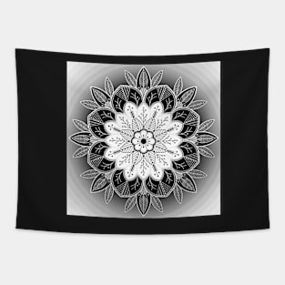 Beautiful Mandala in Black and White Tapestry