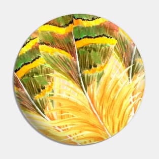Boho green feather pattern Pin
