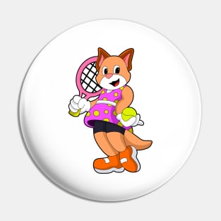 Cat at Tennis with Tennis racket Pin