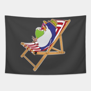 Blue Penguin Beach Vacation Tapestry