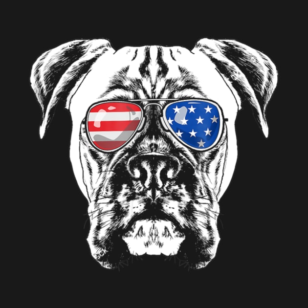 Boxer Dog American Flag Vintage Retro by Xamgi