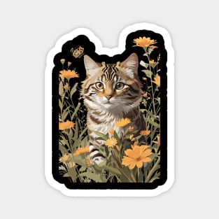 Tabby Cat chasing Butterfly Magnet