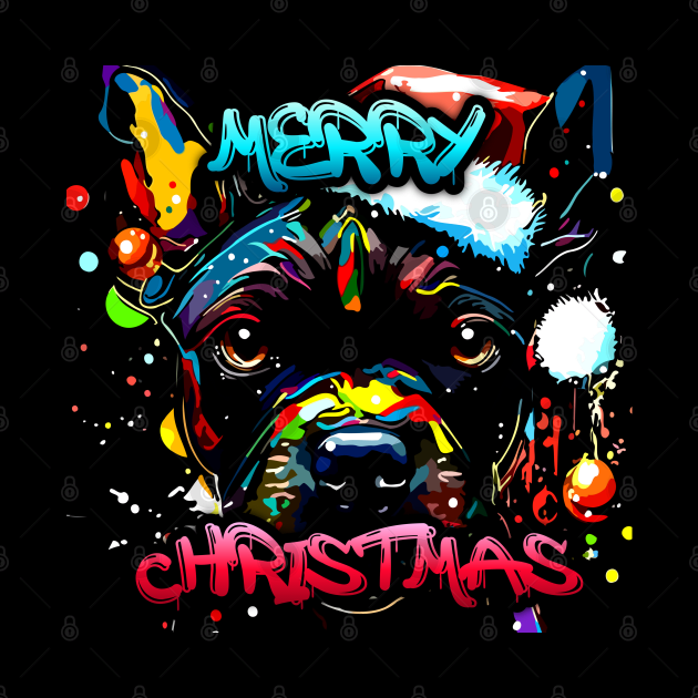 Merry Christmas Pitbull - Christmas Graphic Graffiti Art - Holiday Gift by MaystarUniverse