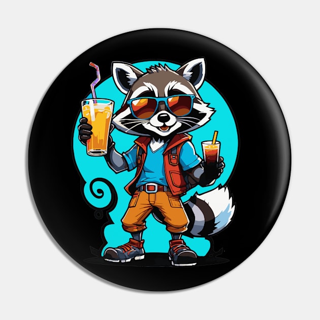 Cool Raccoon Summer Pin by Arcanum Luxxe Store