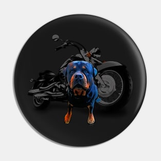 dog on motorcycle Rottweiler  on motorcycle Pin