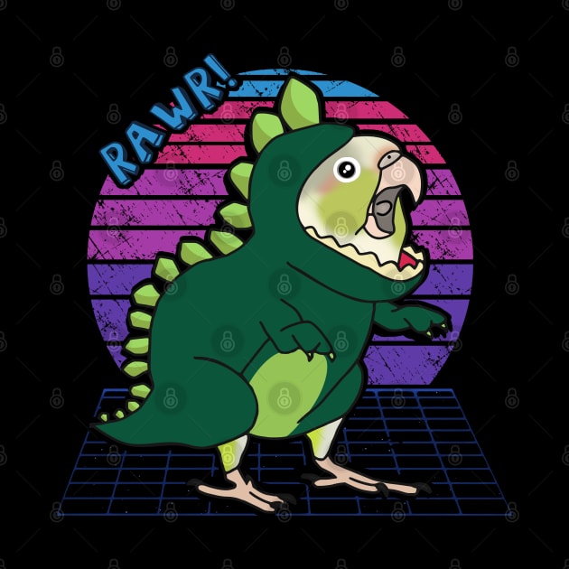 Aesthetic Vaporwave Dinosaur Cinnamon Conure by FandomizedRose