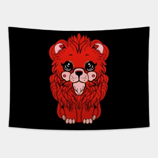 Cute red lion illustration kawaii style Tapestry