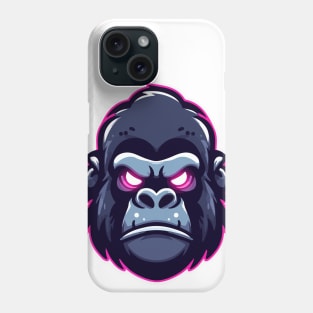 Fiery Gaze: Gorilla Head in Neon Lights Phone Case