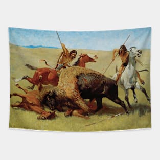 Buffalo Hunt by Frederic Remington Tapestry