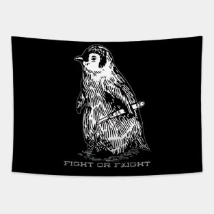 Vintage Fight or Flight Penguin Tapestry