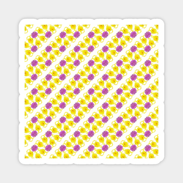 Floral yellow-lilac pattern Magnet by Evgeniya