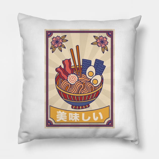 ramen bowl Pillow by Artofcuteness