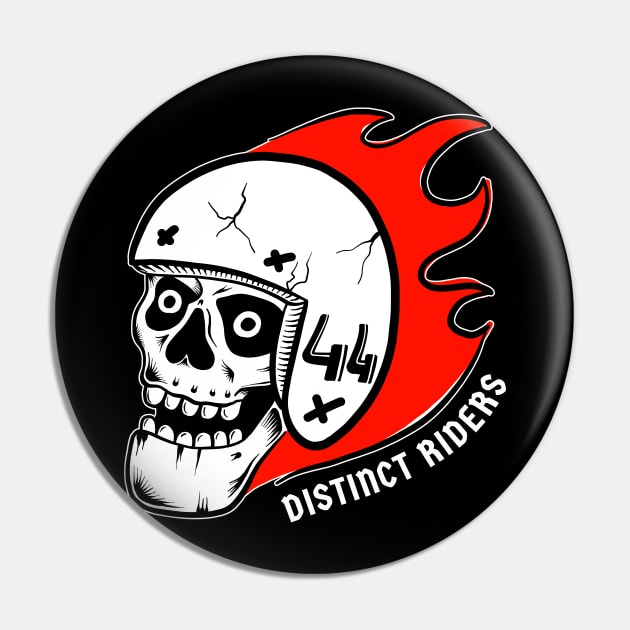 Distinct Riders – Rider 44 - Skull with flames Pin by distinctriders