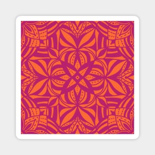 Mod Mandala Orange Pink Magnet