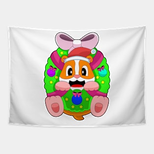 Hamster Christmas Ribbon Tapestry