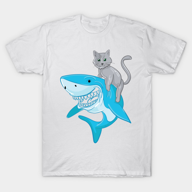 Awesome Cat Riding A Shark To The New Adventures Cat Riding