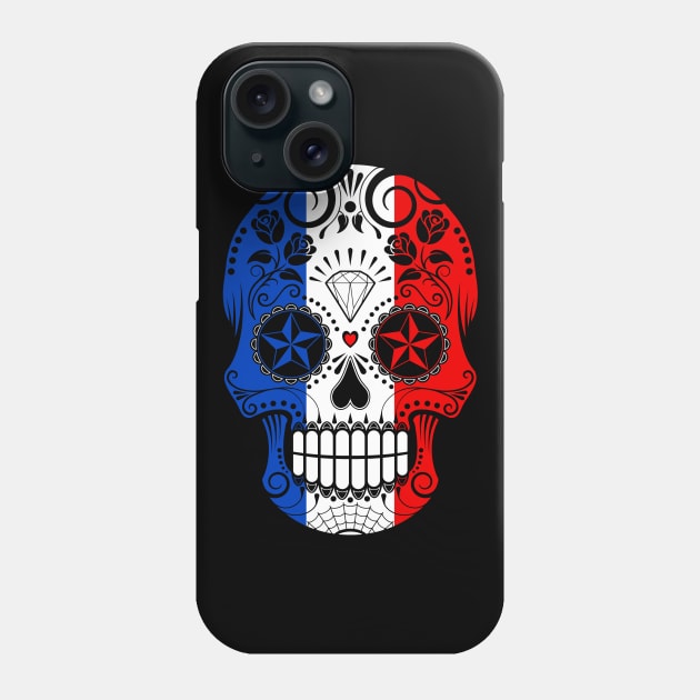 French Flag Sugar Skull with Roses Phone Case by jeffbartels