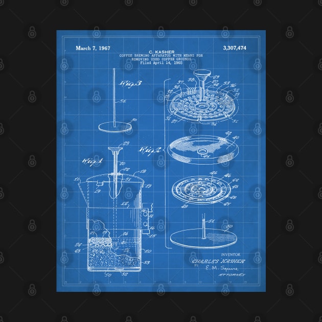 Coffee Filter Patent - Coffee Shop Art - Blueprint by patentpress