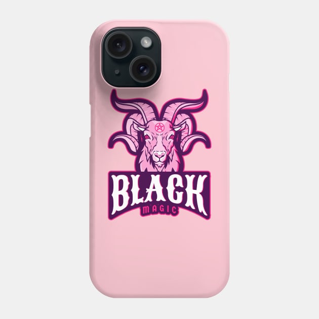 Black Magic Cute Pink Goat Baphomet with Pentagram Phone Case by Witchy Ways