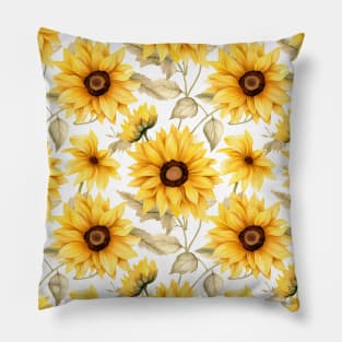 Sunflowers watercolor pattern #2 Pillow