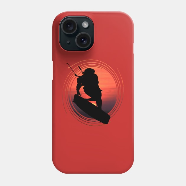 Kitesurfers Freestyle Kite Female Rider Silhouette Sunset Phone Case by taiche