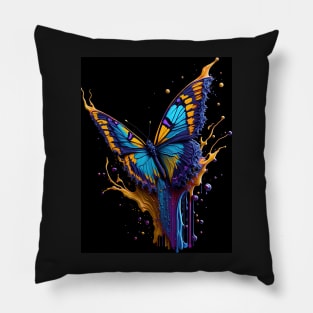 Splash Art of a Colorful Butterfly Pillow