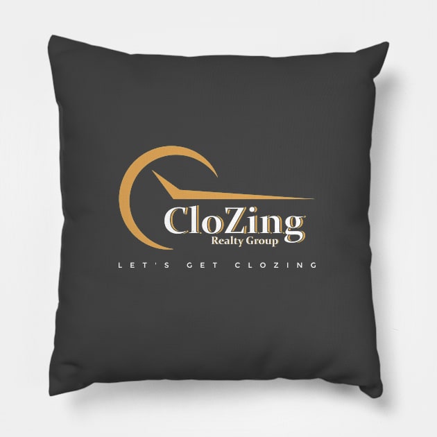 CloZing Realty Group Logo Gold and White Pillow by CloZingRealtyGroup