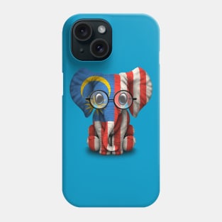 Baby Elephant with Glasses and Malaysian Flag Phone Case