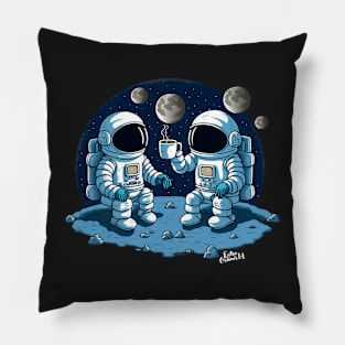 Astronauts drinking coffee in space Pillow