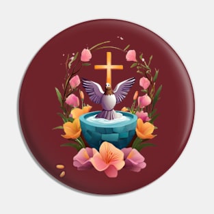 Easter Dove with a Cross / Spring Blessings Pin