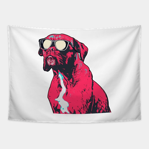 Cool Boxer Dog Wearing Sun Glasses Tapestry by boholoc0