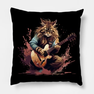 Maine Coon Cat Playing Guitar Pillow