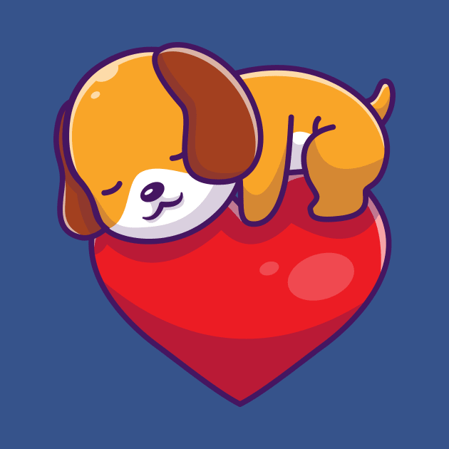 Cute Dog Sleeping On Heart Cartoon by Catalyst Labs